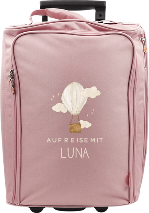 Schlichter Kindertrolley mit Namen und Heißluftballon für Mädchen