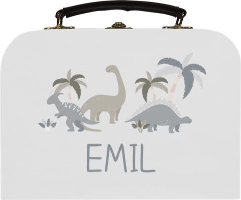 Kinderkoffer zum drauf sitzen mit Namen und Dinos