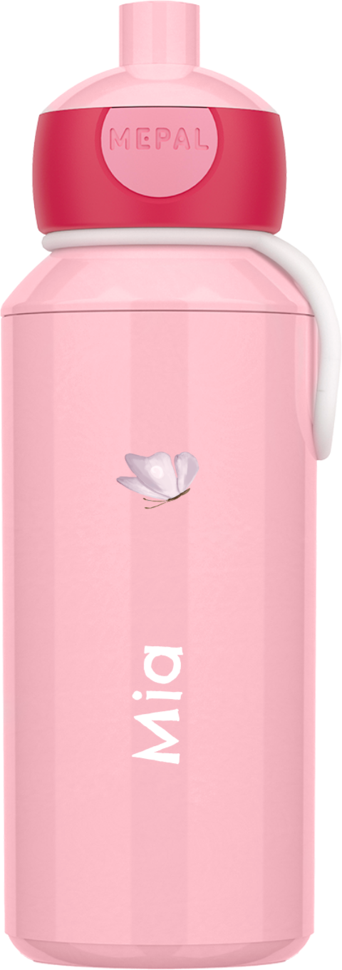Schlichte Mepal Pop Up Trinkflasche mit Namen und Schmetterling