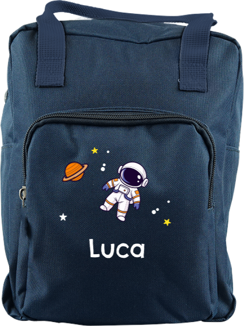 Rucksack Classic mit Name und Astronaut im Weltraum