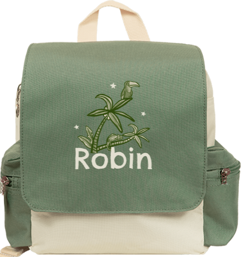 Rucksack Adventure mit Namen und grünem Dschungelmotiv
