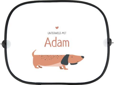 Niedlicher Auto Sonnenschutz mit Namen und Dackel