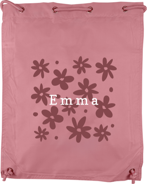 Turnbeutel mit Name und Blumenmuster