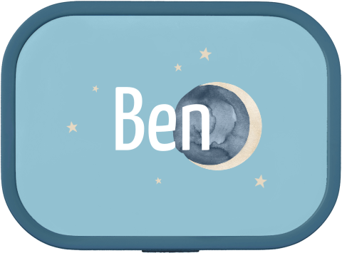 Personalisierte Brotdose mit Namen und stilvollem Mondmotiv