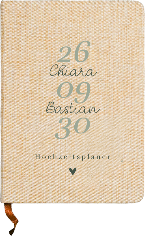 Leinen-Notizbuch zur Hochzeit mit großem Hochzeitsdatum