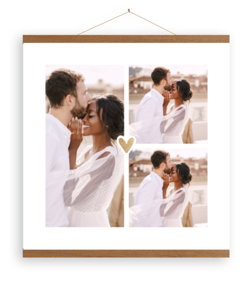 Leinwandposter mit 3 Fotos und Herz