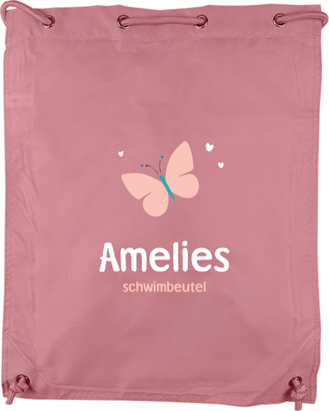 Personalisierbarer Sportbeutel mit Namen und Schmetterling