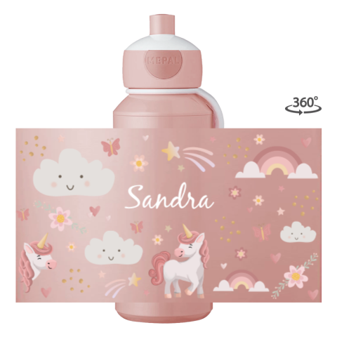Mepal pop-up Trinkflasche Campus mit Namen und Einhörnern