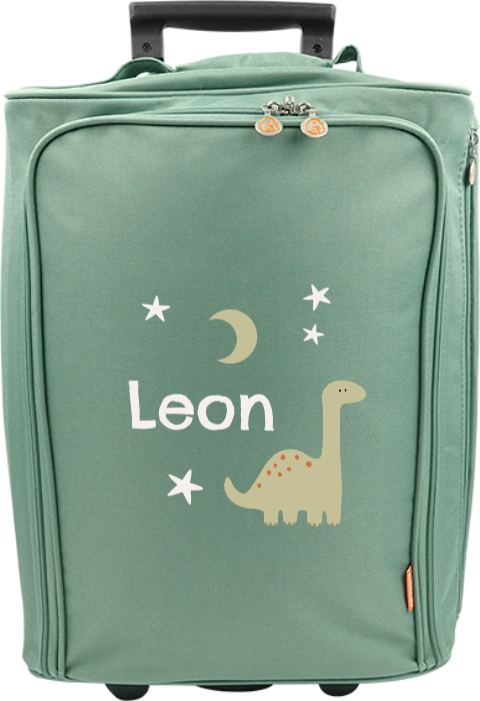 Personalisierter Trolley mit Namen, Dino und Nachthimmel