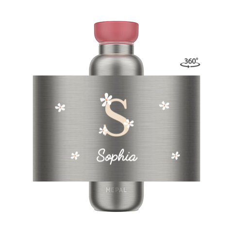Mepal Thermosflasche mit Initiale und Blumen