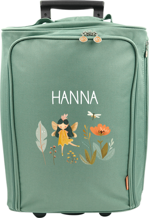 Kindertrolley mit Namen, Elfe und Blumen