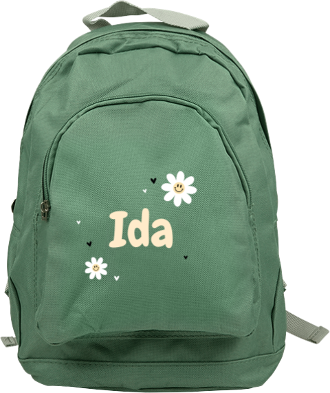 Rucksack Junior mit Name und fröhlichen Blumen