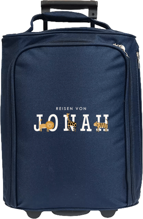 Personalisierter Trolley mit Namen und Dschungel Tieren