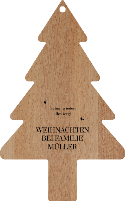Graviertes Weihnachtsbaum-Schneidebrett mit eigenem Text