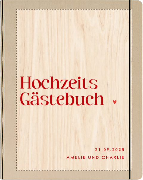 Colorblocking Gästebuch zur Hochzeit mit Herzchen