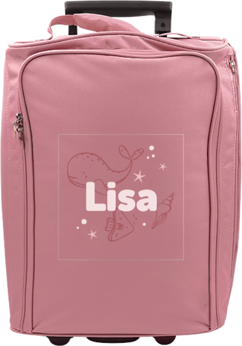 Personalisierter Trolley mit Qualle, Wal und Namen