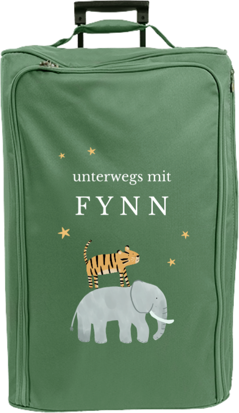 Personalisierter Trolley mit Elefanten und Tiger