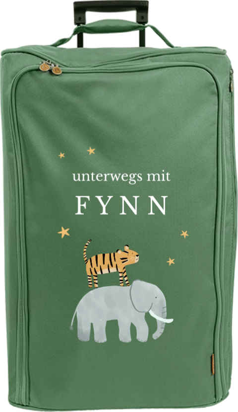 Personalisierter Trolley mit Elefanten und Tiger