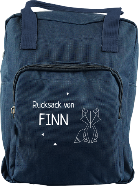 Cooler Schulrucksack mit Namen und geometrischen Fuchs