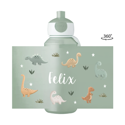 Mepal pop-up Trinkflasche mit Name und Dino-Muster
