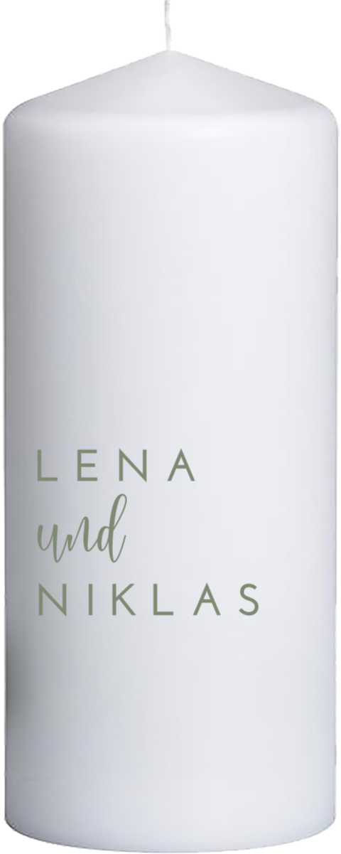 Hochzeitskerze mit minimalistischer Schrift – 20 cm hoch, 8 cm Ø