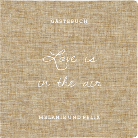 Personalisiertes Gästebuch aus Leinen „Love is in the Air“