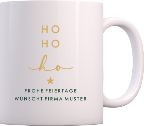 Tasse als Weihnachtsgeschenk für Firmen mit 'Ho Ho Ho' tekst