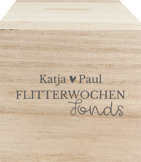 Spardose aus Holz für Flittergeld bei Hochzeiten