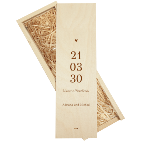 Kerzenbox mit Datum und Herz in rosa