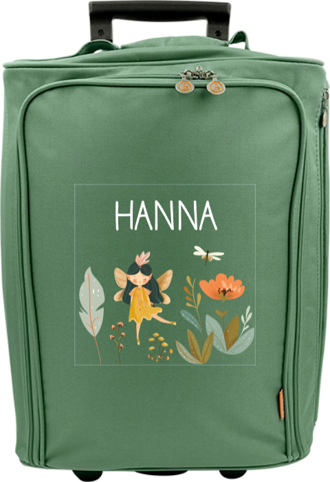 Kindertrolley mit Namen, Elfe und Blumen