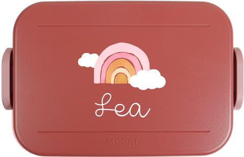 Mepal Brotdose To Go mit Wolken, Regenbogen und Namen