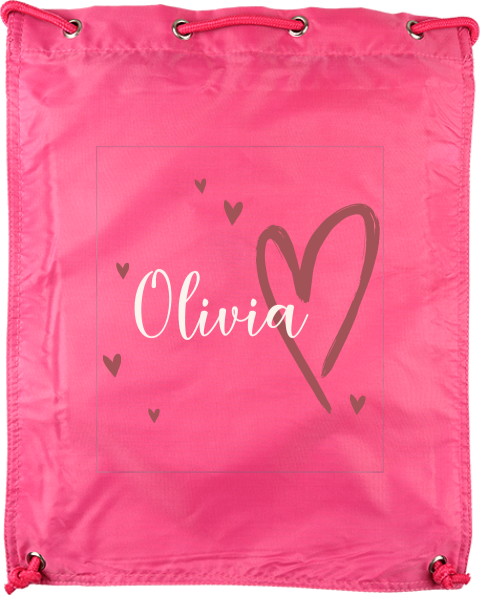 Turnbeutel mit Namen und Herz Motiv