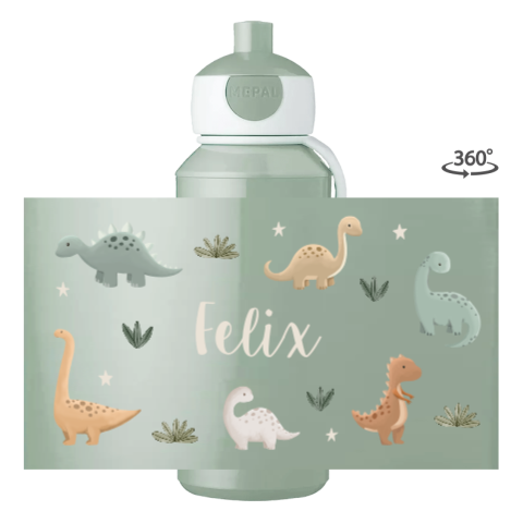 Mepal pop-up Campus Trinkflasche rundum bedruckt mit Dinos