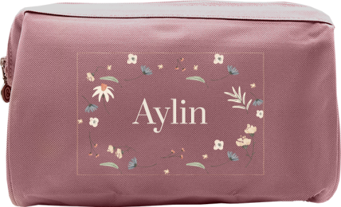 Kulturtasche mit Namen und Blumenmuster
