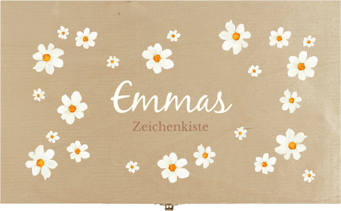 Niedliche Zeichenkiste mit Namen und Blümchen