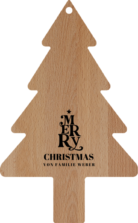 Personalisiertes Schneidebrett Weihnachtsbaum „Merry Christmas“