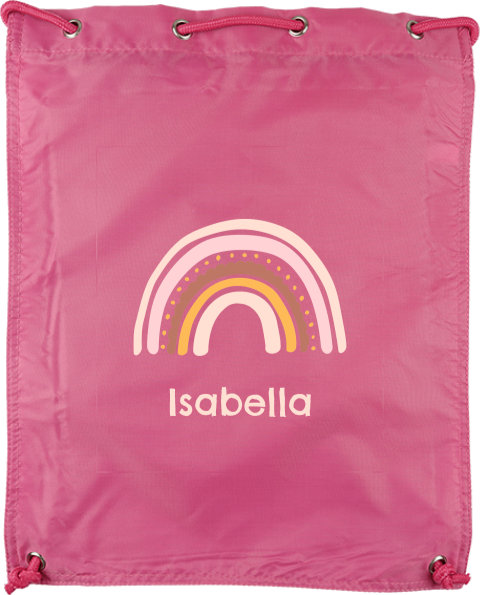 Personalisierbarer Sportbeutel mit Namen und Regenbogen