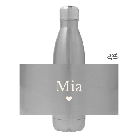 Trinkflasche aus Edelstahl mit Name und Herz