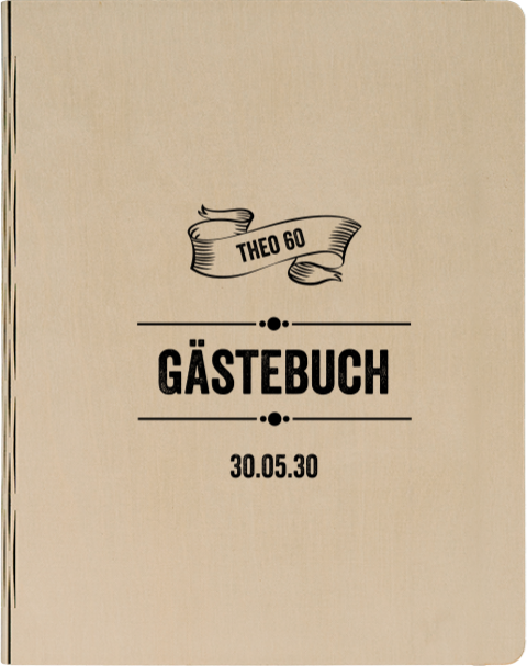 Gästebuch Holz 60 Jahre Geburtstag mit Banner