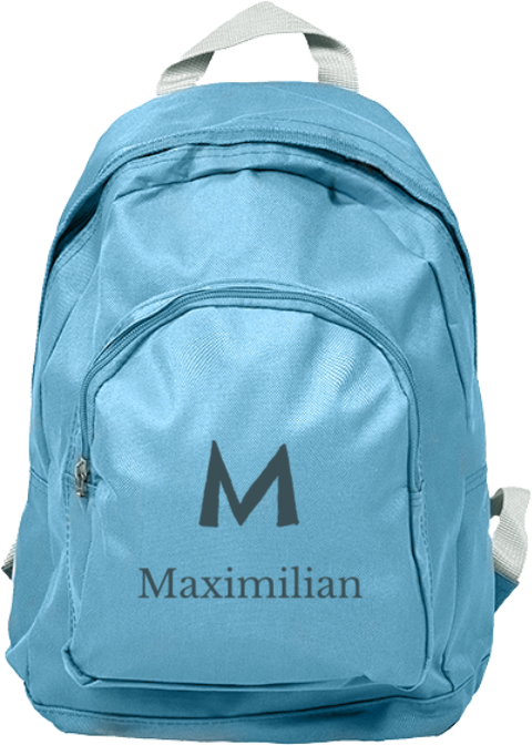 Schlichte Schultasche mit Namen und Initialen für Jungen