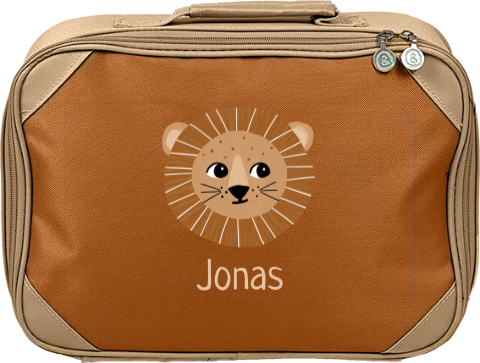 Abenteuerlicher Kinderkoffer mit Namen und Löwen