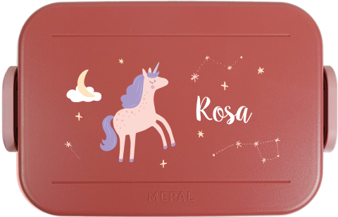 Mepal To Go Brotdose mit Name, Einhorn und Sternen