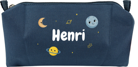 Personalisierbares Federmäppchen mit Weltraumthema und Namen