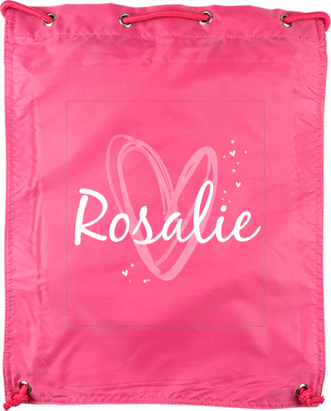 Personalisierbarer Sportbeutel mit Namen und Herz Motiv