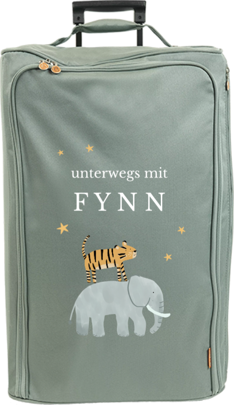 Personalisierter Trolley mit Elefanten und Tiger