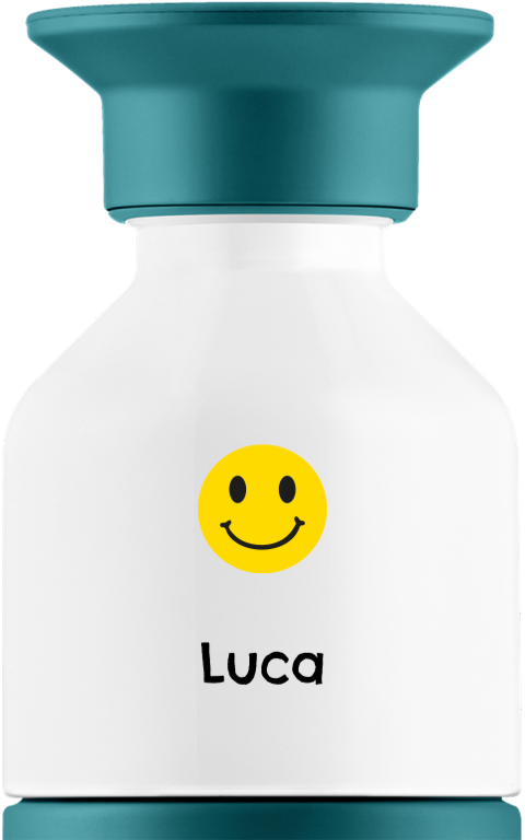 Personalisierte Dopper Thermosflasche mit gelbem Smiley 