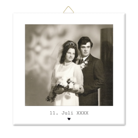 Schicke personalisierbare Fotofliese für Goldene Hochzeit mit Datum
