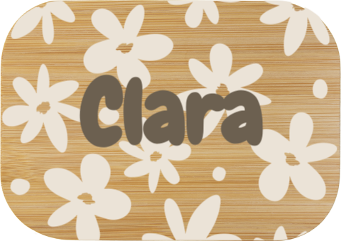 Edelstahl-Brotdose mit Blumenmotiv und Namen