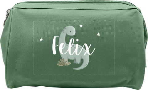 Kulturtasche mit Namen und Dino