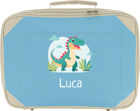 Niedlicher Reisekoffer für Kinder mit Namen und Dino